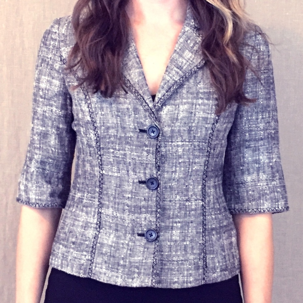 Black Grey Knit Blazer